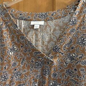 J. Jill Brown and Blue Floral Top